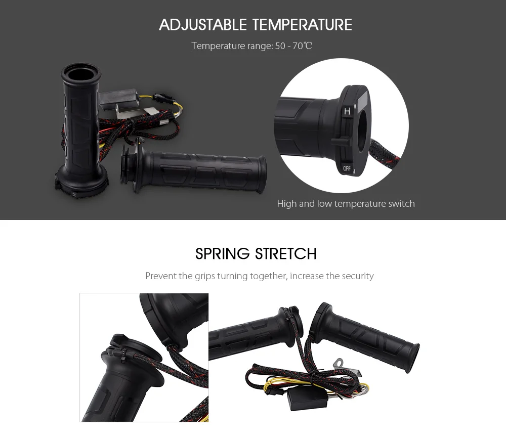 VicTsing Motorcycle Handlebar Grips 22mm Heated Hand Grips 22mm Universal Motocross Handlebar for Yamaha for Harley Toyota Honda (14)