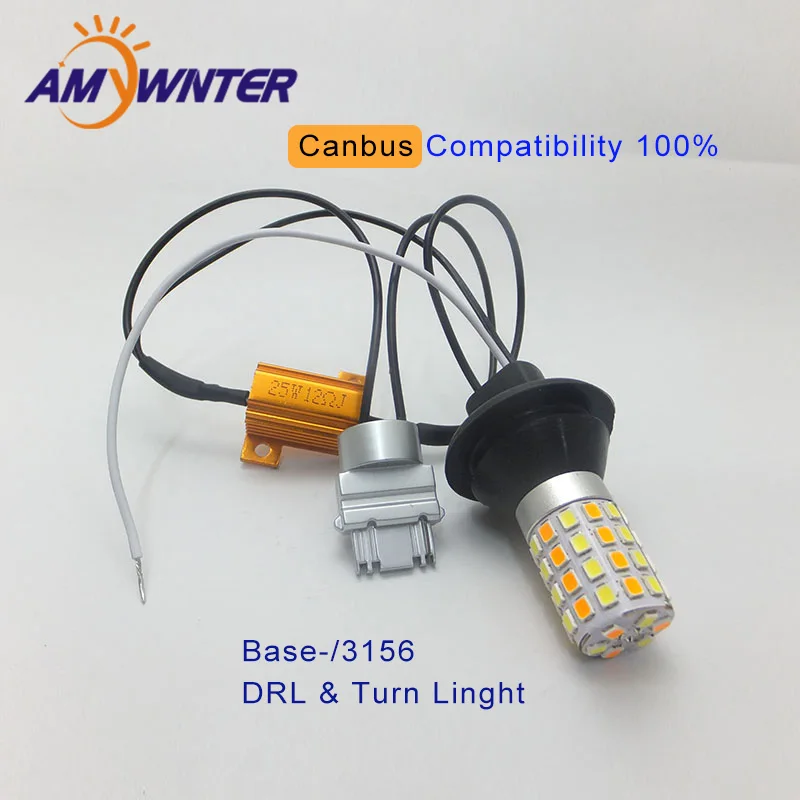 AMYWNTER 3157 12V Габаритные огни 21 Вт DRL 3156 база Canbus led поворотные сигналы стоп-сигналы