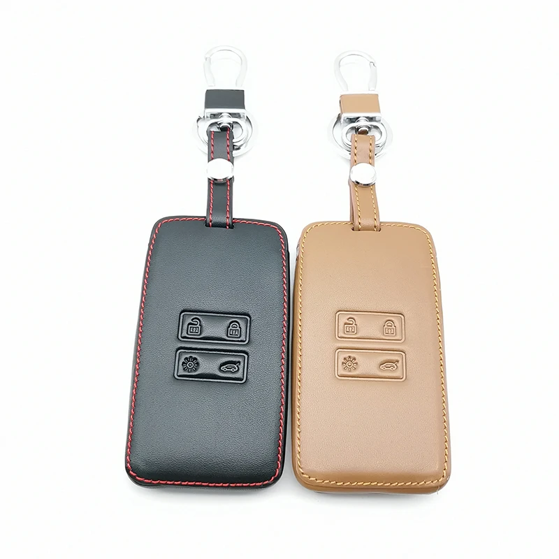 

Fashion Leather Key Holder Fob Cover for Renault Talisman Captur Koleos Card Clio Espace Megane Scenic 4 2016-2018 Keyless