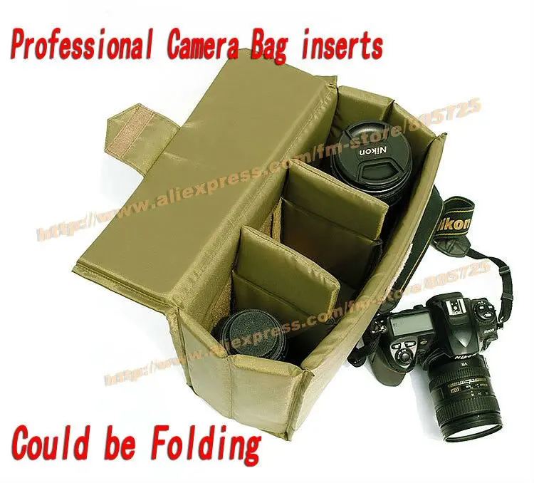 Free Shipping Folding Partition Padded Bag SLR DSLR Camera Bag Insert