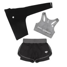 Для женщин из 3 предметов спортивный костюм для бега йоги спорта спортивный костюм для фитнеса Женский комплект из 3 предметов движения йоги Tight