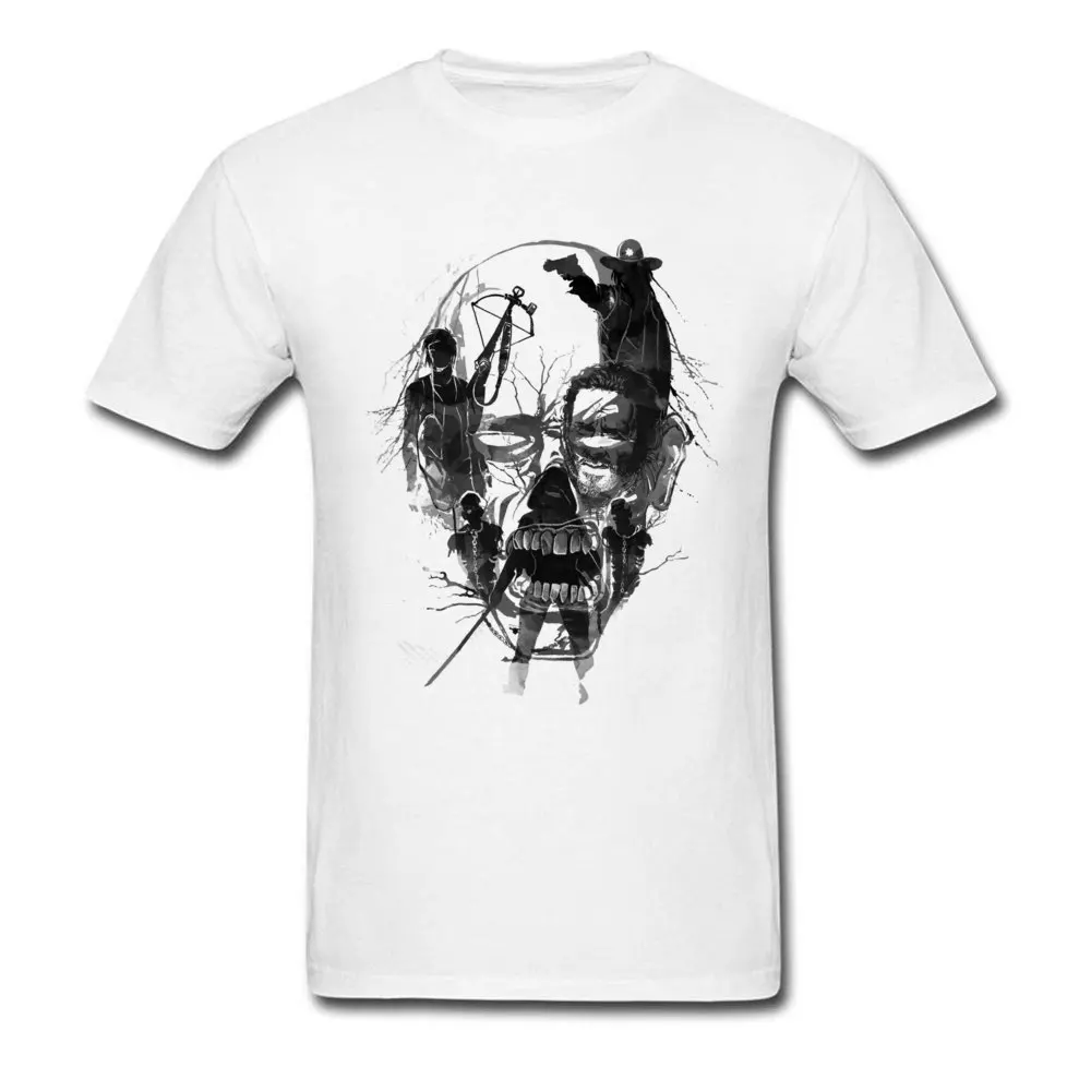 PrintClassic Short Sleeve T Shirt Summer Funny O-Neck 100% Cotton Tee-Shirts Men T Shirts Dead Walker  Top Quality Dead Walker white