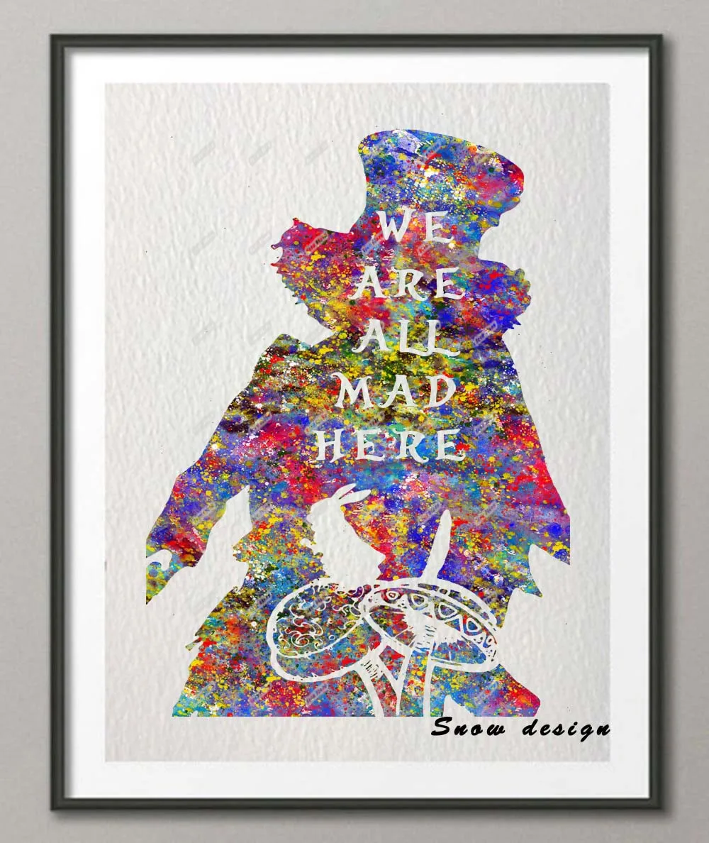 Original watercolor Alice in Wonderland Mad Hat poster print pictures
