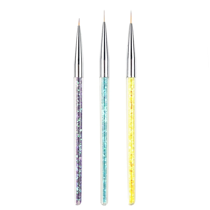 

Monja 3 Pieces/Set 7/9/11Mm Nail Acrylic Brush Flower Design Stripe Line Diy Drawing Pen Nail Tool