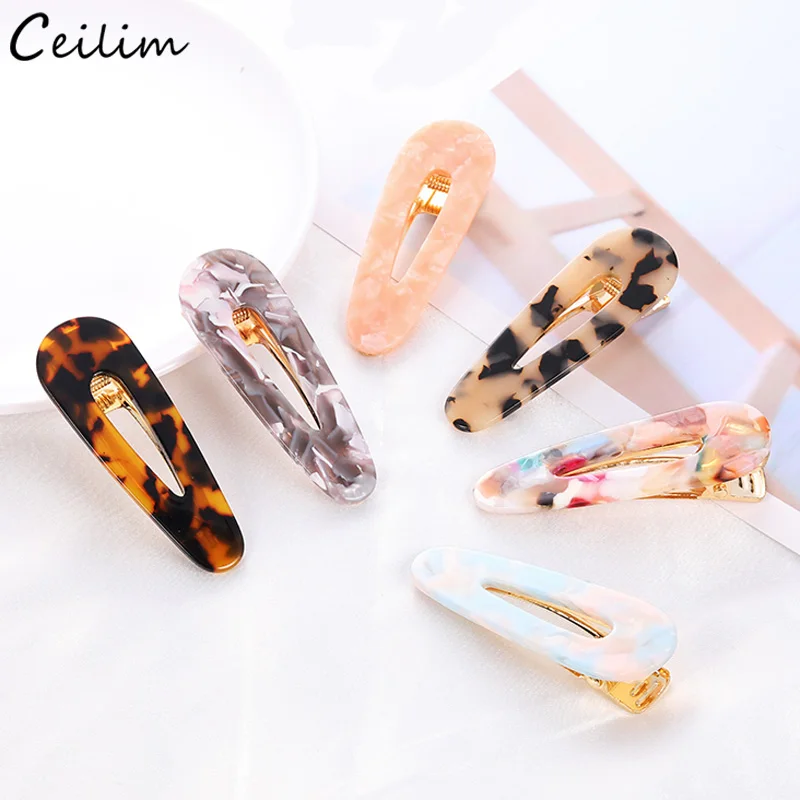 

2019 Fashion Acrylic Waterdrop Rectangle Hair Clips for Women Cute Leopard Hairpins Barrettes Headband Trendy Hair Accessories