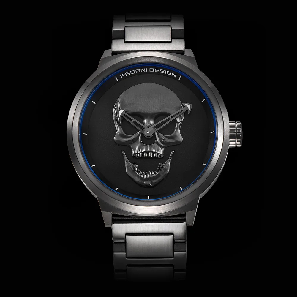

PAGANI DESIGN Brand Punk 3D Skull Personality Retro Fashion Men's Watches Large Dial Design Waterproof Quartz Watch Dropshipping