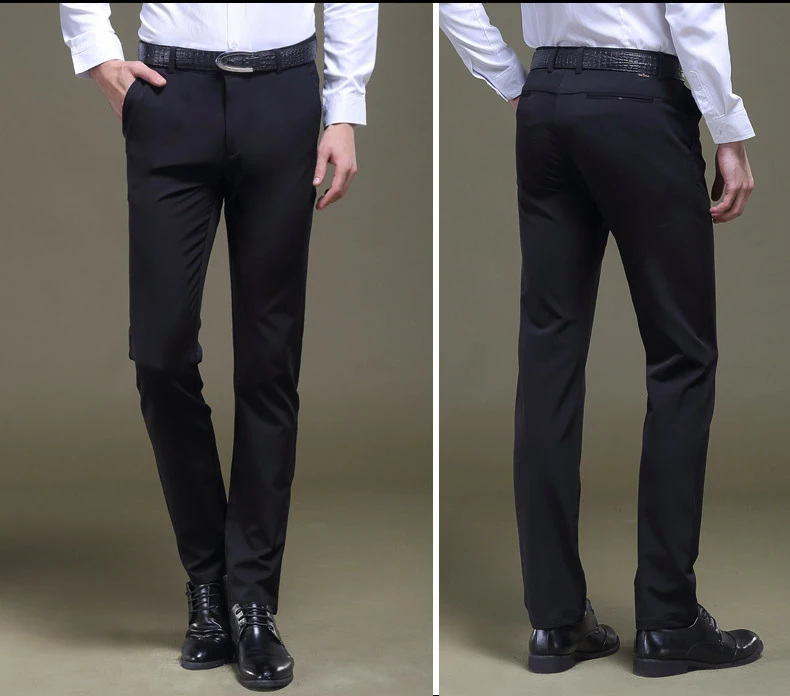 Новые осенние Брюки для девочек Для мужчин модные Повседневное Slim Fit Прямо Хлопок Для Мужчин's Мотобрюки черные офисные Pantalon hommer Бизнес