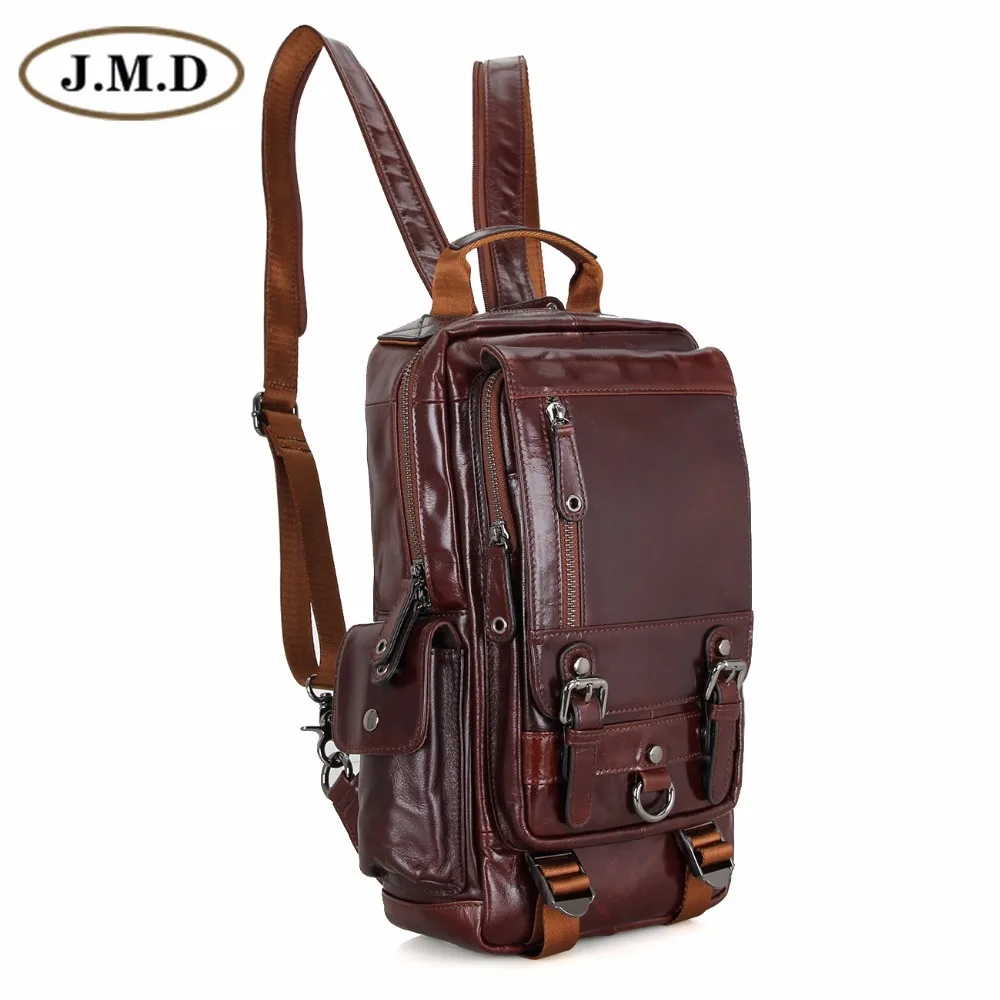 

JMD Genunie Leather Multiple Backpack Women Simple Patchwork School Bags 2002C