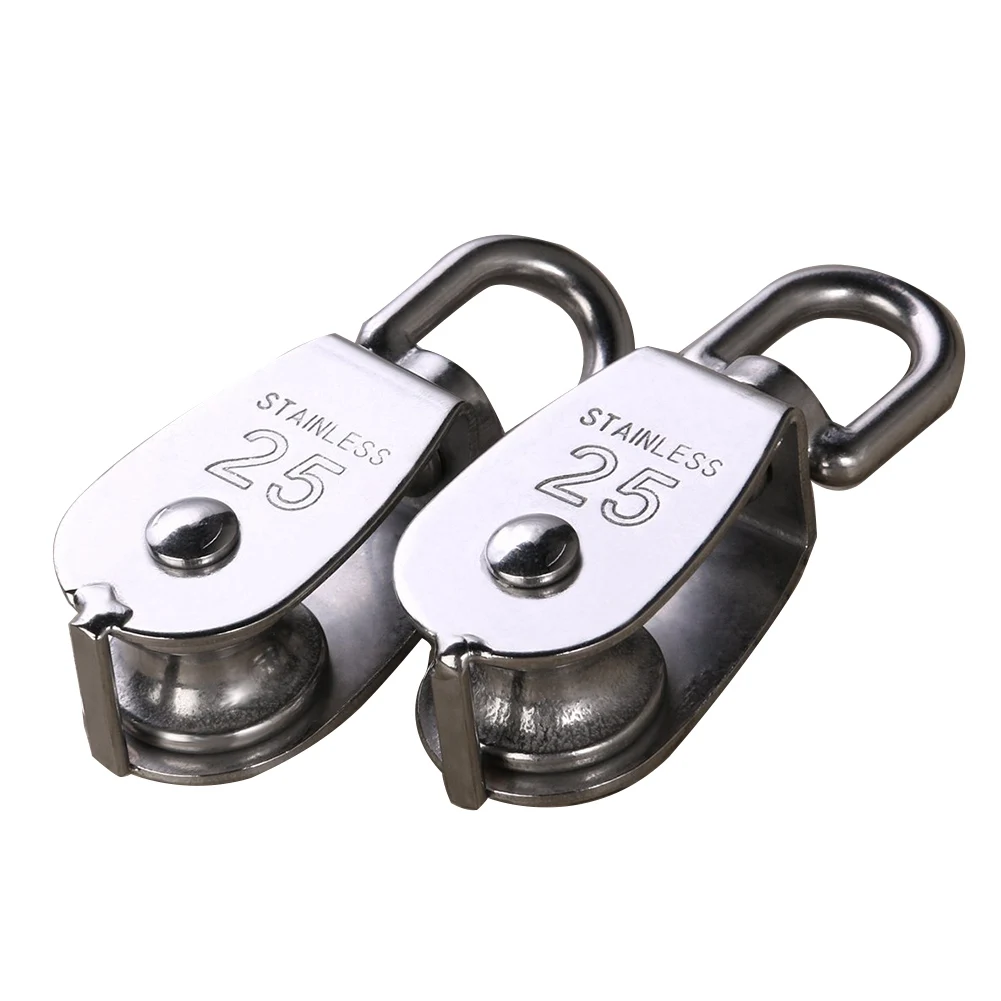 

Hoist Rustproof Stainless Steel Wire Sheave Swivel Crane Roller Rope Pulley Block 25mm