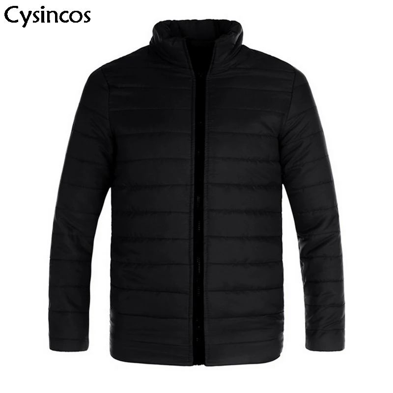 

Cysincos 2019 New Men Winter Jacket Coat Down Keep Warm Zipper Pocket Plus Size Outerwear Solid Thick Parkas Male Clothing