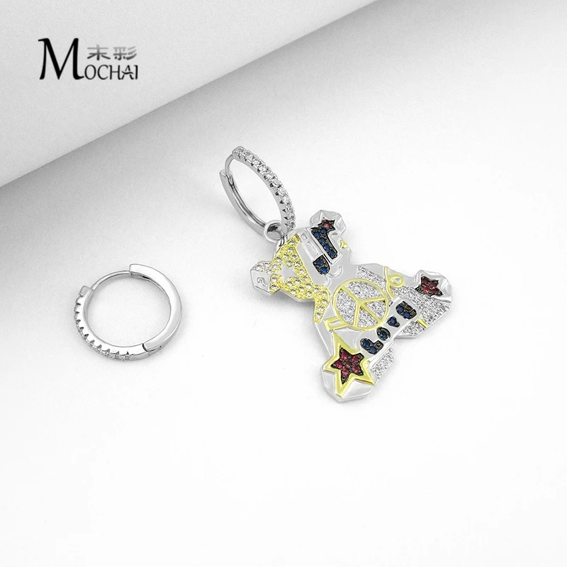 Корейская мода Изысканная Милая Мишка Тедди Асимметричные женские серьги дикие дамы длинные серьги ZK40