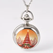 Горячие новые модные карманные часы ожерелье Рождественская елка серебряные карманные часы Рождественский Лучший подарок друзьям