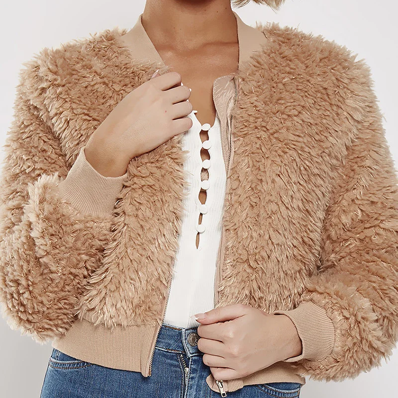 2018 Female Jacket Plush Stitching BF Baseball Uniform Zipper Jacket Short Coat Woman's Jacket Coats