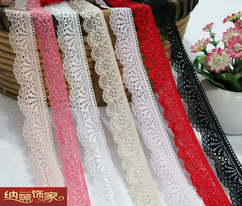 

Free shipping Black and white elastic handmade diy accessories lace sofa curtain material laciness 5M/lot
