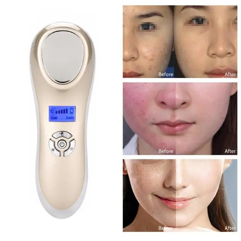

1pc Portable USB Charging Cold Hot Beauty Machine Ultrasonic Therapy Skin Care Device for Pore Shrink Contraction Beauty Tools