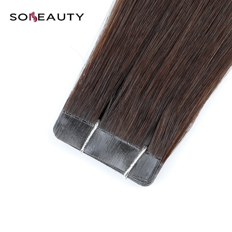 

Sobeauty Tape In Hair Extensions Hair Extensions 2#18#60# Real Remy Hair Skin Weft 20PCS European double drawn hair brown