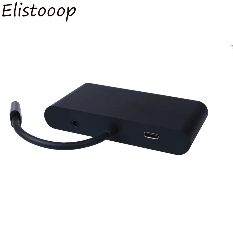 Elistooop USB C 3 1 Type концентратор для VGA LAN RJ45 Gigabit Ethernet коммутатор usb 0 5 мм аудио c PD