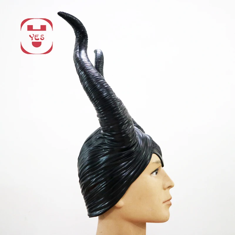 YES Maleficent Horns Movie Косплей Маска латексные рожки головные уборы Черная Королева шлем