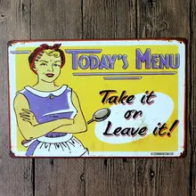 Hoy, menú, cocina, carteles de estaño, placa de Metal, Bar de pared, arte para el hogar, Decoración de cocina, póster Vintage de hierro, Cuadros, DU-5218