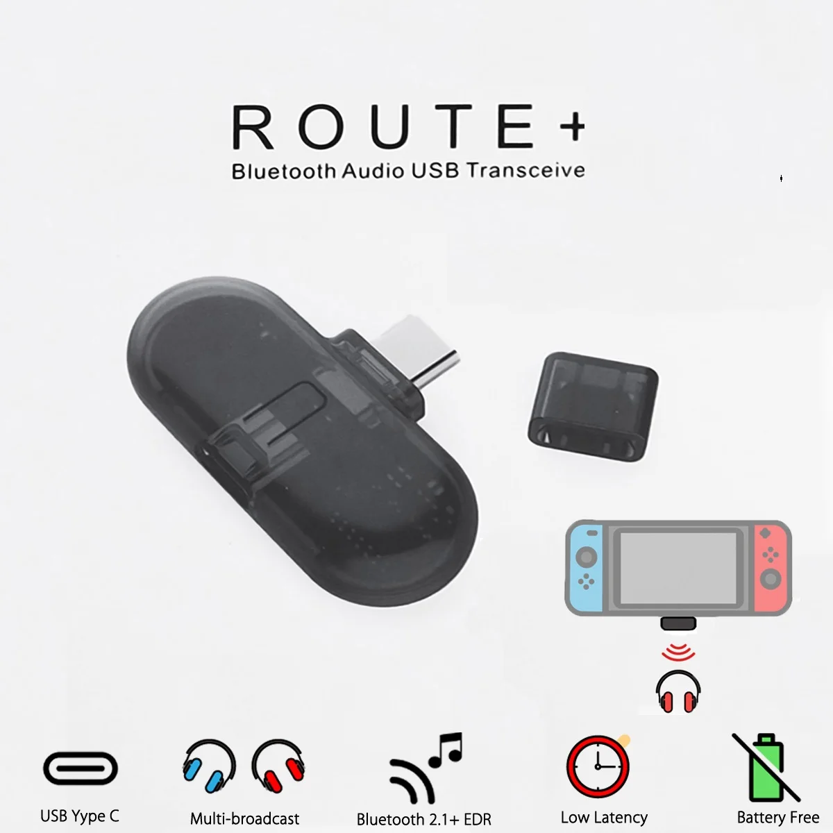 

ROUTE Wireless bluetooth 3.0 EDR TYPE-C HiFi Adapter Audio USB Transmitter Transceiver Headset For Nintend Switch for PC Laptop