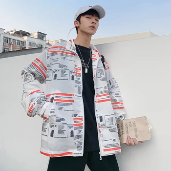 

2019 Summer Korean Version Of The New Wave Male Of The Port Wind Long Sleeve Solid Color Letter Casual Jacket