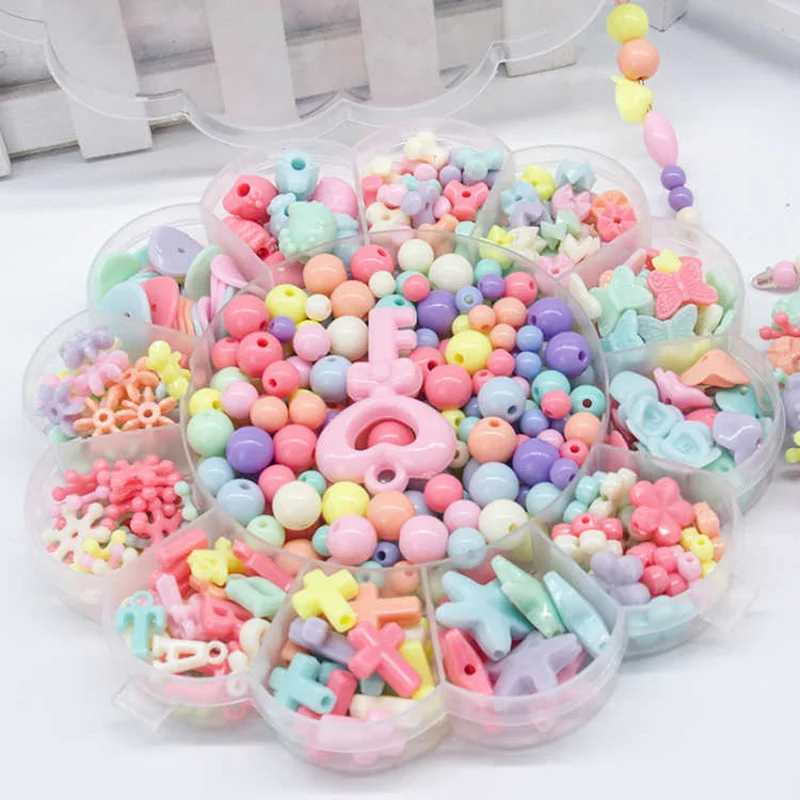 Diy Beads Toys for Kids Children Handmade Necklaces Bracelets Beads Jewelry Making Kit Set Kids Educational Toys Girls Gift - Цвет: BB76  Sweet