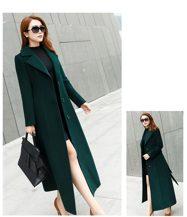 Осенне-зимняя ветровка большого размера, шерстяное пальто, корейское тонкое темпераментное длинное пальто, Высококачественная Женская шерстяная куртка, пальто 5XL