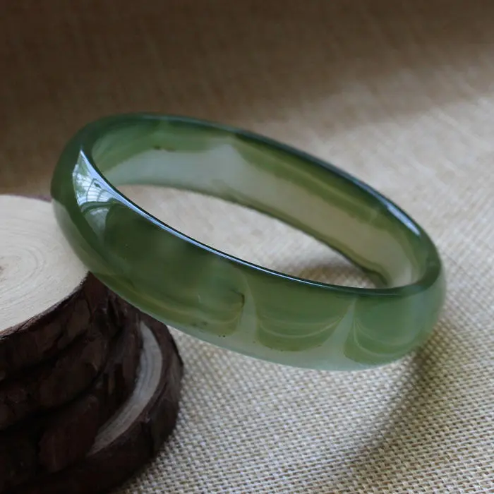 

68mm Chinese Beautiful Fashion Green Jade Gems Bangle Bracelet A-1379