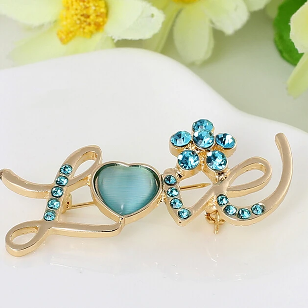 

427 Korean Trendy Exquisite Sweet OL Love Heart Upscale Crystal Brooches Pin & Brooches Accessories For Women X267
