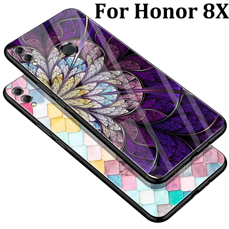 Модный чехол из закаленного стекла для Huawei Honor 8X Защитные чехлы 8 X fundas|Бамперы| |