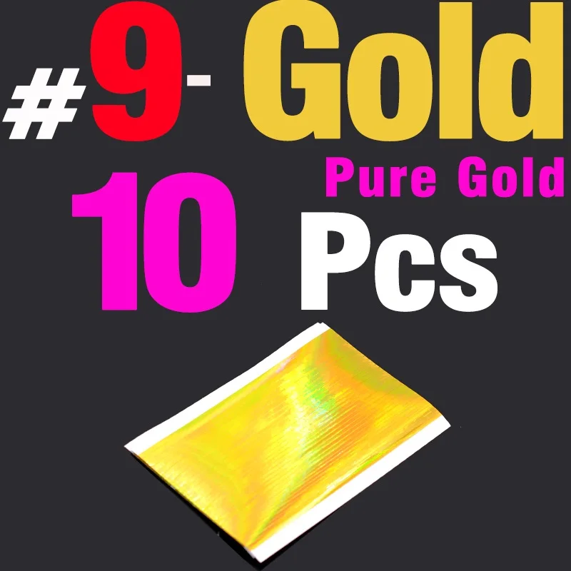 10Pcs No9 Pure Gold MNFT 10 шт. 12X7,3 см наклейки голографическая пленка DIY приманка для ловли нахлыстом радужная пленка вспышка Нимфа материалы для завязывания мух - Цвет: 10Pcs No9 Pure Gold