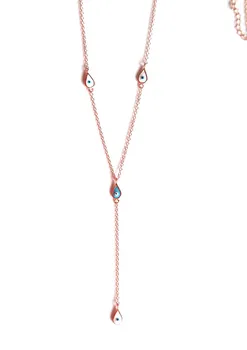 

high polish pave factory promotion thin chain dainty enamel cute evil eye charm link sexy long chain women lariat necklace