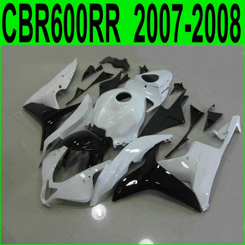 

Injection molded 100% fit for Honda CBR600RR 07 08 white black fairings set CBR600RR 2007 2008 BY21