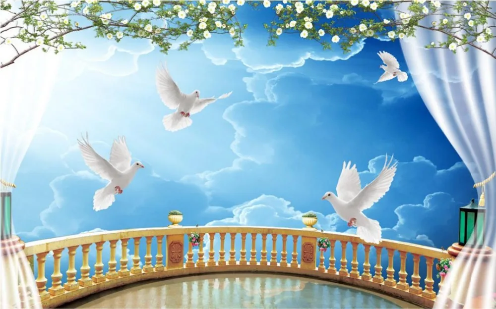 Europe Blue Sky Balcony Wallpaper Cutsom For Walls 3 D Europe Blue Sky Balcony Wallpaper Cutsom For Walls 3 D Living Room Wall Murals
