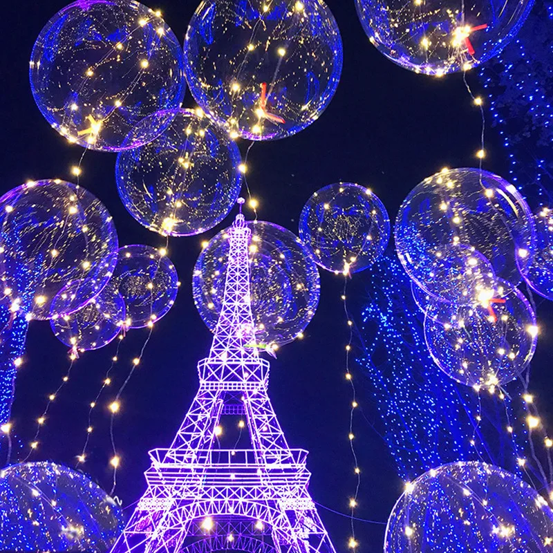 

Luminous Colorful String Light Led Balloon Transparent Round Bubble for Christmas Wedding Party Decoration Free Shipping
