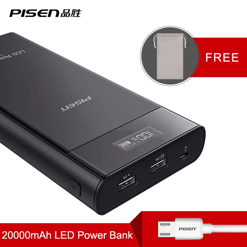 PISEN Dual USB Портов Powerbank Станции 10000 мАч 2A 1A ЖК Быстрое для телефона Для iPhone Samsung Xiaomi