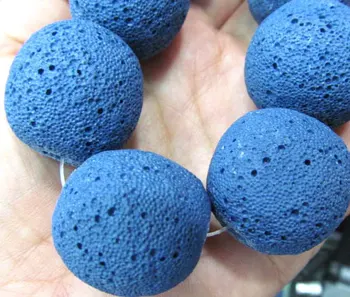 

wholesale 5strands 8 10 12 14 16 20mm Lava Volcanic Gem Round Ball sapphire blue assortment jewelry Bead