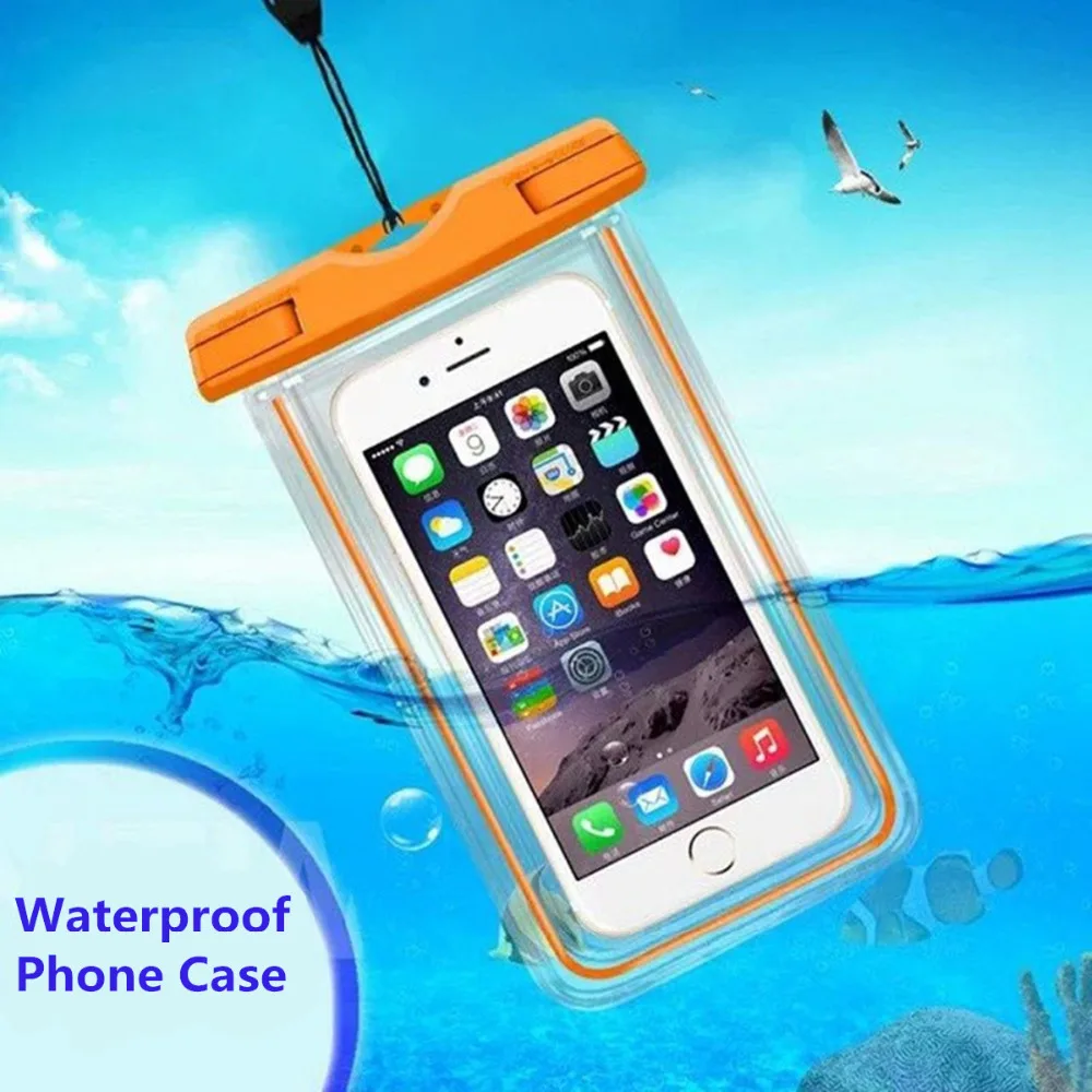 1PC Protable Waterproof PVC Phone Storage Bag Luminous Underwater Pouch Black Universal Phone