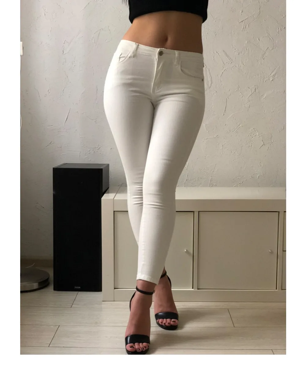 WIXRA одноцветное джинсы для женщин для 9 цветов повседневное середины талии боковая молния эластичные ботильоны длина мотобрюки