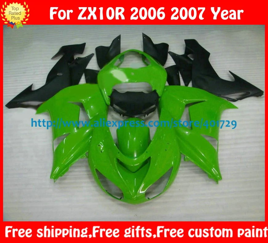 

Fairing for ZX10R 06 07 ZX-10R 2006 ZX10 R 2007 glossy dark green/flat black fairing set with free custom paint and gifts