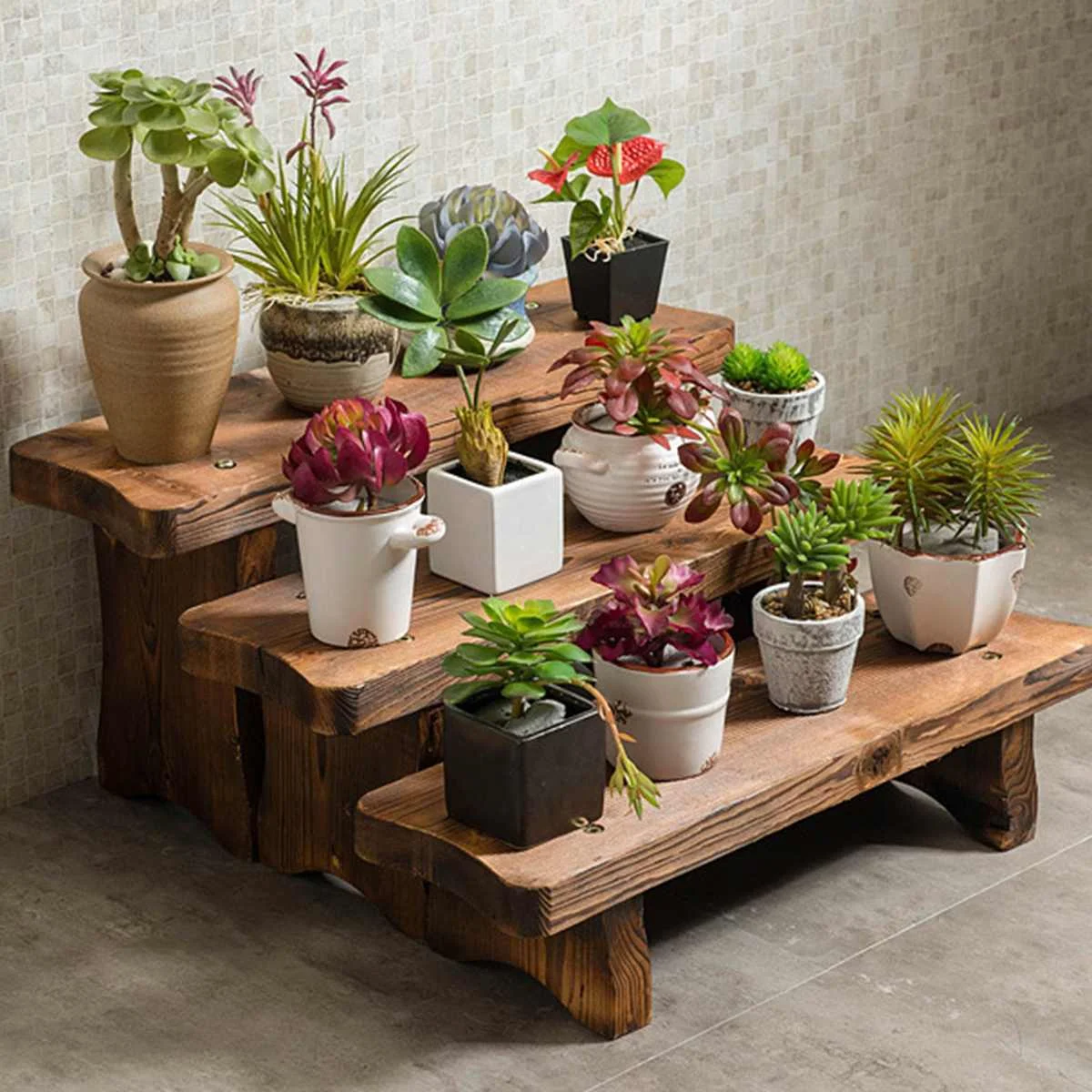 

Bamboo Flower Pot Holder Stepped Multi-Layer Multifunction Change Shoe Bench Long Stool Indoor and Outdoor Balcony Home Decor