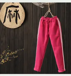 Зимние Брюки Корейская Мода вельветовые тренировочные брюки женские уличная Harajuku плюс размер джоггеры женские плюс бархатные мягкие брюки