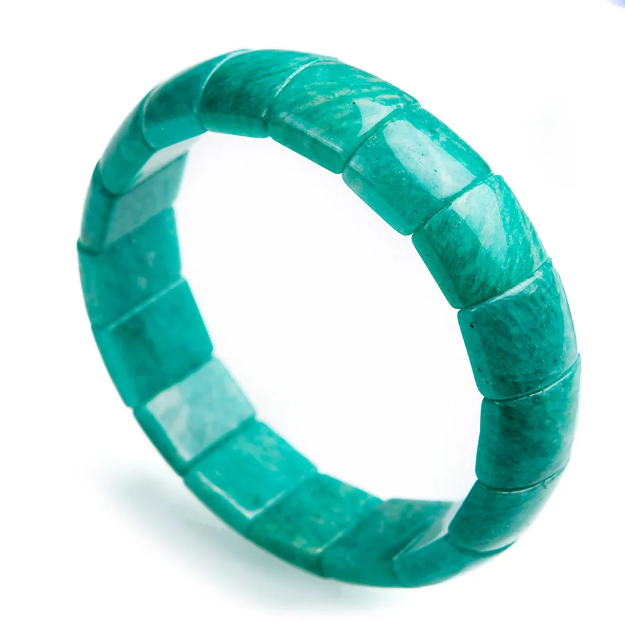 Natural Genuine Green Amazonite Stone Stretch Bracelet For Women