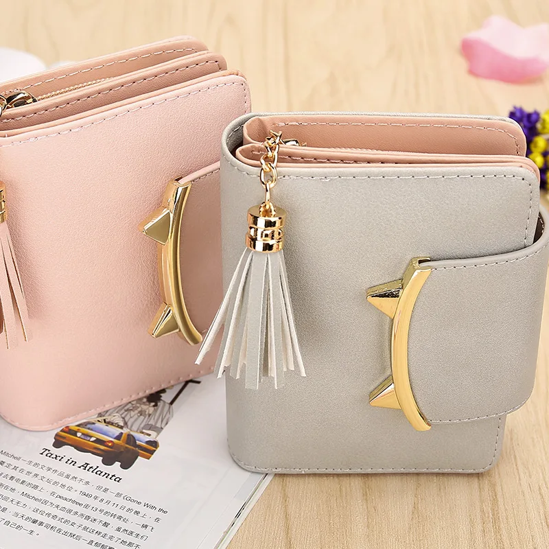 Fashion Short Wallets Women PU Leather Small Wallets and Purses Tassel