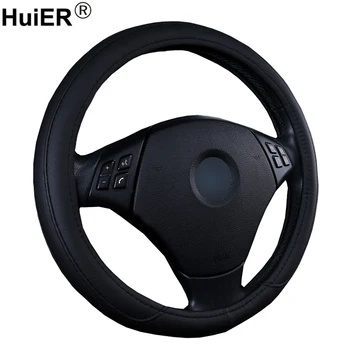

HuiER Car Steering Wheel Cover Soft PU Leather Anti-Slip For 37-38CM/14.5-15 Inches Auto Steering-wheel Steering Wheel Protector