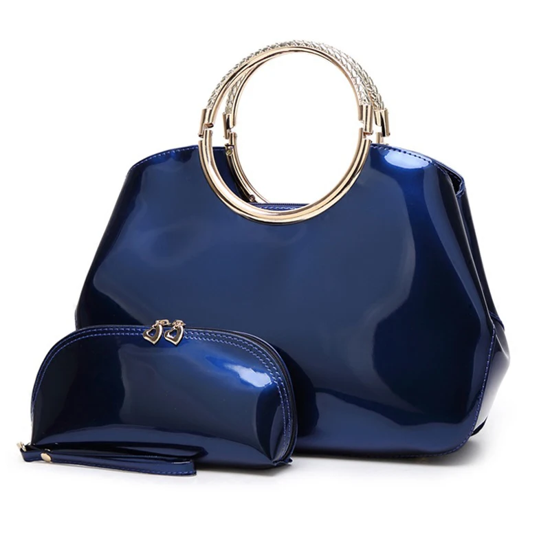 

2018 new Women Simple Luxury Handbag Designer High Quality Patent Leather composite Messenger Bags Sac Main Tote Evening Party