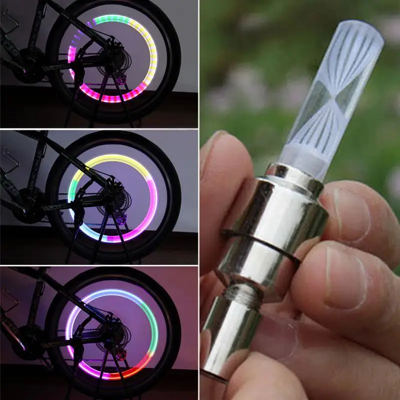 Car Motorcycle Wheel Bicycle Tire Tyre Valve Cap Spoke LED Flash Light Lamp Set