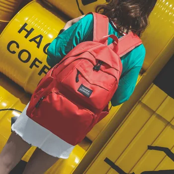 

MANFUNI Fashion Trend Student Canvas Backpack Unisex Large Capacity Solid Color Casual School Bag Outdoor Travel Backpacks