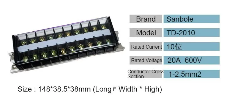 TD-2010 Соединительный разъем блоки Dual Row 20A 600 V 10 P подключить вилку-в расчете на единицу продукции винт соединителя Защитная полоска