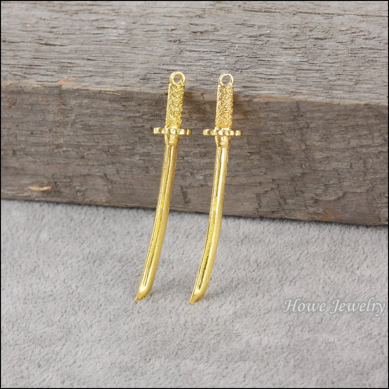 

70PC new fashion Japanese Bushido sword pendant gold plated fits for European Charm Bracelet DIY jewelry findings 80100